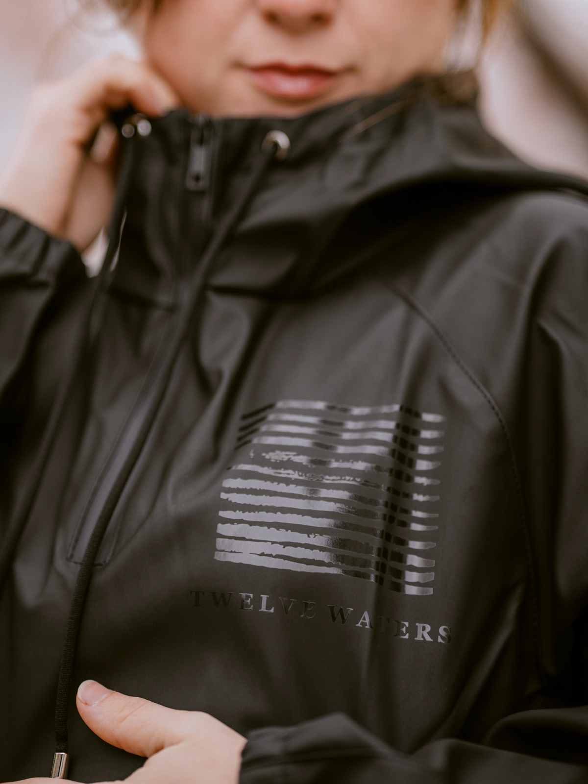 Twelve Waters Black on Black Pullover Bomber Jacket